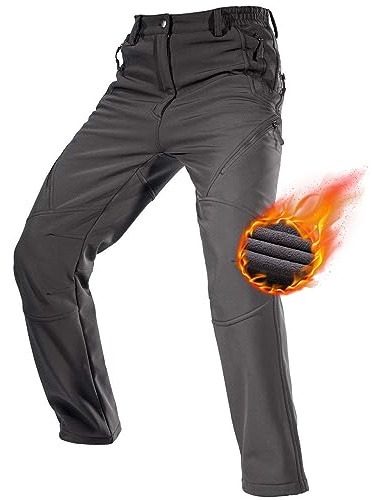FREE SOLDIER Herren Winter wasserdichte Skihose Jagd Outdoor Hose Winddichte Thermohose Winterhose Softshellhose zum Klettern und Wandern(Grau,48 Lang)