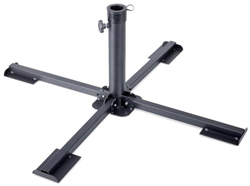 com-four® Klappbarer Sonnenschirmständer aus Stahl für Sonnenschirme | Pulverbeschichteter Schirmhalter für Garten, Terrasse und Balkon, geeignet für Masten und Rohre verschiedener Größen