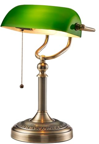 Newrays Bankers-Schreibtischlampe aus grünem Glas,Plug-in | Zugkettenschaltervorrichtung
