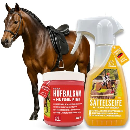 Sattelseife Lederfett farblos & Huffett Pferde Pink 2tlg Lederpflege Set für Sattel Trense Stiefel Auto Sofa I Lederreiniger Lederbalsam I Hufpflege gegen Strahlfäule trockene Hufe I Pferdepflege Set