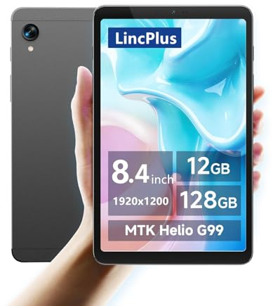 LincPlus M8 Android Tablet 8,4 Zoll, 12 GB RAM, 128 GB ROM, Helio G99, 90Hz IPS Display, 6000mAh, Widevine L1, GMS, 20W Schnellladung, Tragbares Mini-Tablet für Arbeit, Studium & Unterhaltung