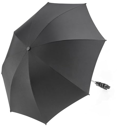 Zamboo Universal Sonnenschirm UV 50+ für Kinderwagen & Buggy | flexibler Sonnenschutz mit 73 cm Durchmesser, einfach montierbar auf Rund- und Ovalrohre, Universalhalterung - Schwarz
