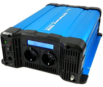 SOLARTRONICS Spannungswandler FS1500D 12V 1500 Watt mit Display - Wechselrichter 12v auf 230v - Reiner Sinus - LiFePO4/Lithium, Blei-, Gel oder AGM-Batterie kompatibel - USB - Fernbedienung optional