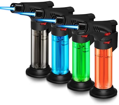 WANBRO 4 Stück Jetflame Feuerzeug, Winddichte Sturmfeuerzeug, Butan Gas nachfüll, Mini Fackel Feuerzeuge für Kerze, Kamin (Gas Nicht enthalten)