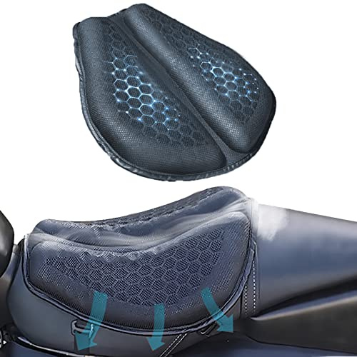 PhyiFlbey Motorrad Gel Sitzkissen Moto 3D Waben Universelle Sitzbezug Struktur Atmungsaktive Stoßdämpfung reduziert Motorrad Gel Sitzpolster für Bequeme Lange Fahrten