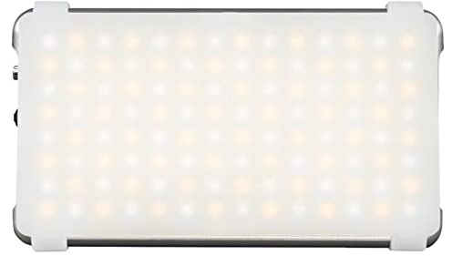 DÖRR SVL-112 PRO LED Videoleuchte - 112 LEDs - Bi-Color - Silber - USB - Diffusor, Wabenvorsatz