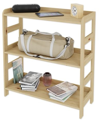 Lenmar Serie R Natur Braun - Holzplatte aus Kiefer - Kiefernholz - Hellbeige - 3-5 Etagen - 89-166 cm - Bibliothek - Holzregal - Freistehende Regal - Wandregal (R-02, 89 x 83 x 33 cm)