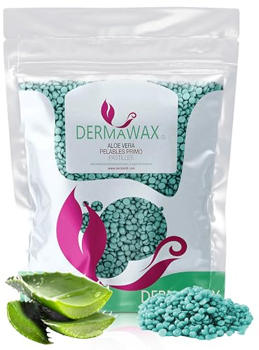 Dermawax 1 kg Wachsperlen Aloe Vera Heißwachs – Haarentfernung ohne Streifen für sensible Haut, Gesicht, Beine, Achseln & Bikinizone – Stripless Filmwachs, Made in Italy