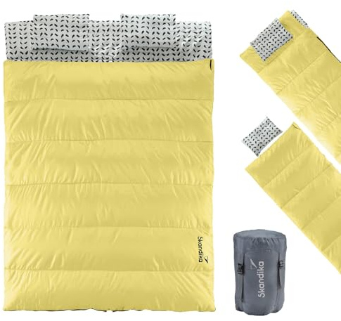 Skandika Deckenschlafsack Iceland Double | Doppelschlafsack Outdoor für Erwachsene, 3 Jahreszeiten, 220 x 150 cm, als Einzelschlafsack nutzbar, Camping Schlafsäcke, Schlafsack Erwachsene, kompakt