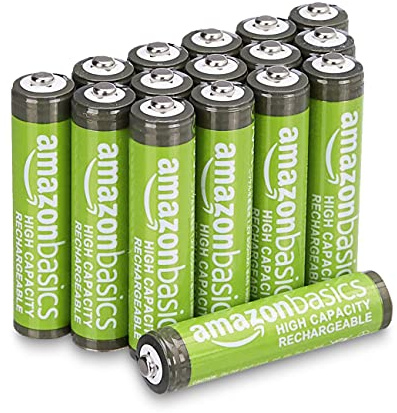 Amazon Basics 16er-Pack wiederaufladbare AAA-NiMH-Akkus mit hoher Kapazität, 850 mAh, 1,2 V, bis zu 500-mal aufladbar, vorgeladen