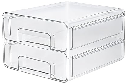 Epzia Kühlschrank-Organizer Schublade (1 Stück) – Doppelschichtige, stapelbare Aufschnittbox als transparenter Fridge Organizer für Wurst, idealer Küchen-Organizer (Nicht spülmaschinenfest)