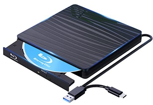QDSYLQ Externes Blu Ray Laufwerk 50G, Type-C & USB 3.0 HD 1080P Bluray Laufwerk Extern Blu ray Laufwerk Extern BD CD DVD ROM RW Blu-ray Laufwerk für Laptop PC Mac Windows 11/10/8/7/XP/Linux/MacOS