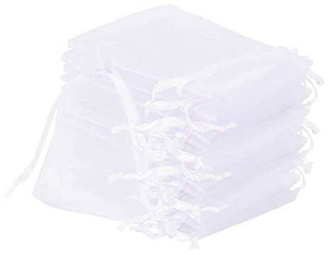 Tyhbelle Organzasäckchen 7 x 9 cm, 100 Stück, Weiß