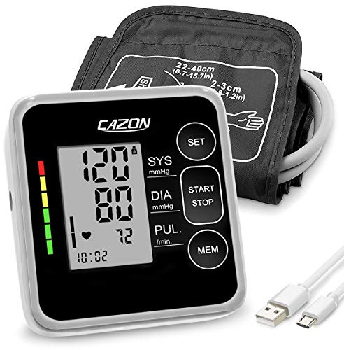 CAZON Blutdruckmessgeräte Oberarm Digital Vollautomatisch Blutdruckmessgerät Pulsmessung Blutdruckmessung Großes mit Große Manschette 2x120 Dual-User