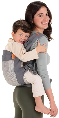 Beco Toddler Cool Babytrage & Kindertrage (24-48 monate)- Atmungsaktive 3D-Performance-Mesh Trage Kleinkind, Hüftfreundlich mit 2 Tragepositionen: Bauchtrage & Rückentrage (Dunkelgrau)