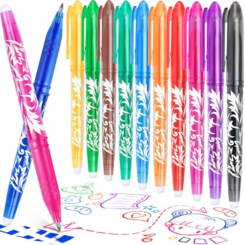 12 Farben Radierbarer Kugelschreiber Tintenroller Radierbar Erasable Pen | 0.5MM Kugelschreiber Radierbar, Radierbarer Tintenroller , Löschbare Radierbare Gelschreiber Schul Bürobedarf