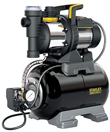 Stanley SXGP1300XFBE Selbstansaugende Pumpe mit Behälter für Klarwasser (1.300 W, max. Förderleistung 4.200 l/h, max. Förderhöhe 50 m)