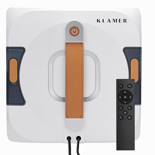 KLAMER Fensterputzroboter 3500 Pa – automatischer Fensterreiniger mit 100 ml Doppelwassertank, Nassreinigungsmodus & Rand-Erkennung, leise 60 dB, Absturzsicherung & Smart Pfadplanung