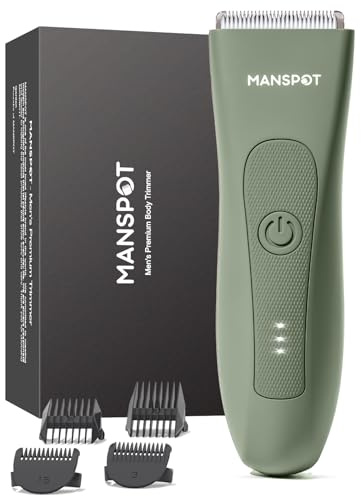 MANSPOT Intimrasierer Mann, Körperhaartrimmer für Herren, Professioneller Body Trimmer Wasserdicht mit 4 Scherkämmen – Für Trimmen von Brust, Beinen, Achseln & Intimbereich – Nass & Trocken
