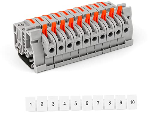 10 Stück Reihenklemmen Hutschiene Abzweigklemme, SRJQXH Grau 0,08-4 mm² Hutschienen Klemmen Durchgangsverbinder, Reihenklemme für Elektroinstallation