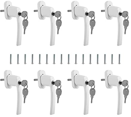 Sonnewelt Fenstergriff Aluminium,8 Stück Abschließbare Fenstergriffe,Kindersicherung Fenstersicherung mit Schloss in Stiftlänge 35mm,Fensterschloss in Weiß,Für Fenster