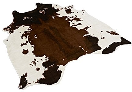 townssilk Catchnew Kunsftellteppich, Kuhmotiv, Braun, ca. 1,2 x 1,3 m, für Zuhause. Kuhmuster