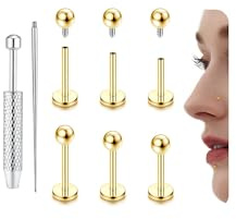 YADOCA G23 Titan Helix Piercing Tragus Ohrringe Innengewinde Labret Conch Piercing Hypoallergen Helix Ohrringe Piercing Ohr Gold Tragus Piercing Schmuck, Kugel