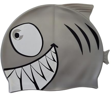Swimmershop Silikon Shark Badekappe Silber