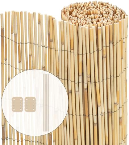 VOUNOT Schilfrohrmatte 100x300 cm, Schilfmatten Sichtschutz, Windschutz & Sonnenschutz, Schilfmatte für Garten, Balkon, Terrasse, Balkonsichtschutz, Gartensichtschutz