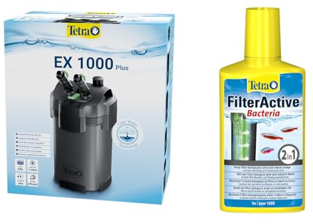 Tetra Aquarium Außenfilter EX 1000 Plus - leistungsstarker Filter für Aquarien bis 300 L + Tetra FilterActive Bacteria, 250 ml
