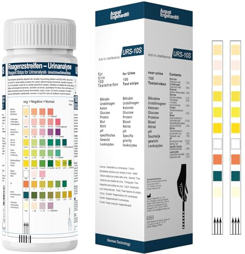100x Urinstreifen mit 10 Indikatoren Gesundheitstest Urinanalysestreifen Selbsttest & Professionell | Ketone Glucose pH-Wert Teststreifen
