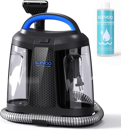 Slevoo 450W Polsterreiniger Gerät, Inklusive Reinigungslösung, Tragbarer Teppich- und Polsterreiniger, Kraftvoller Nasssauger mit Zubehör für Haustiere, Teppiche und Sofas
