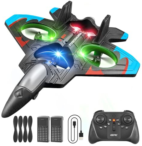 4DRC V32 Schaumstoff RC Flugzeuge für Kinder und Erwachsene 8-16 Jahre, RC Flugzeug Kampfflugzeug mit Licht, 360° Flip Kampfflugzeug Spielzeug, Stuntrolle, Flugzeug Spielzeug Geschenk für Kinder