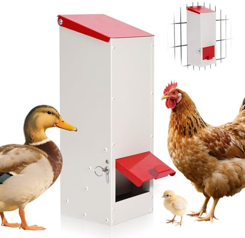 Futterautomat HüHner Metall Automatischer GeflüGel Futterspender Futtertrog | Kein Abfall DraußEn Futtertrog HüHner Hängend Futterspender Lang GeflüGel Futterautomat