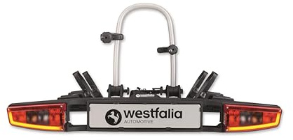 Westfalia Bikelander Fahrradträger für die Anhängerkupplung | Kupplungsträger für 2 Fahrräder | E-Bike geeignet | zusammenklappbar | LED-Hybrid-Leuchten