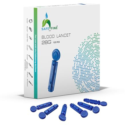 SafeFine Blutlanzetten 28G 3mm – Steril & schmerzarm, kompatibel mit Stechhilfe, Blutzucker Lanzetten für Diabetes, 100 Stück
