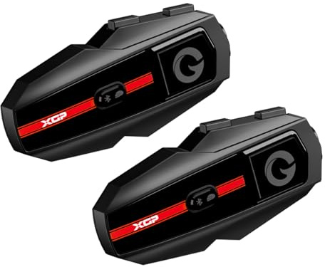 XGP Motorrad Headset Bluetooth, Helm Intercom 1000m Kommunikationssystem für 2 Fahrer, Musik Motorradhelm Kopfhörer mit Musik Sharing/ IP67 Wasserdicht, Doppelpack
