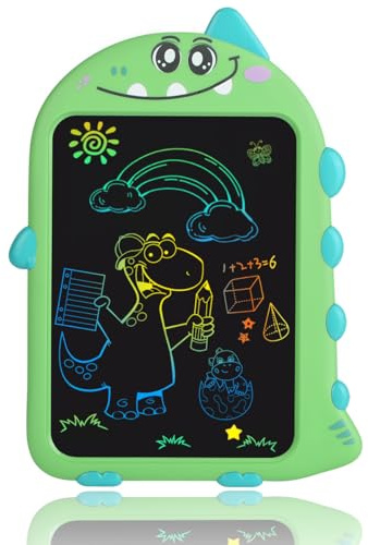 Surekuo Buntes LCD Schreibtafel Kinder, 10-Zoll Maltafel Zaubertafel Dinosaurier Zeichenbrett ab 3 4 5 6 7 8 Jahre alt Junge Mädchen, Tragbares Lernspielzeug Geschenk für Geburtstag Weihnachten (Grün)