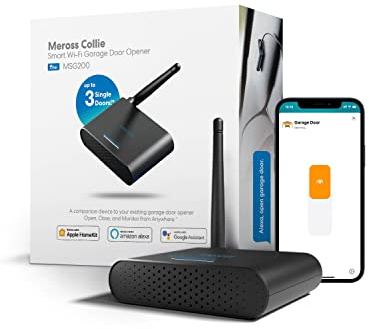 Meross Smart Garagentoröffner WLAN mit externer Antenne, bis zu 3 einzelne Garagentore, kompatibel mit HomeKit, Siri, CarPlay, Alexa & Google, App-Steuerung, Auto-Close & Benachrichtigung