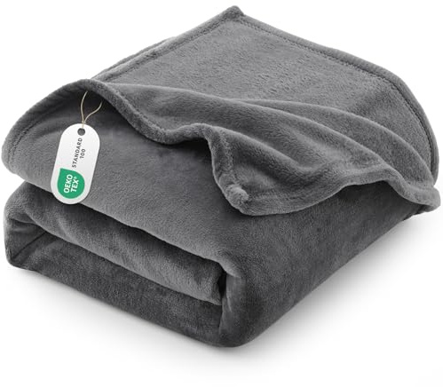 CozyLux Kuscheldecke Flauschig Decke 150x200 - XL Flanell Kuscheldecke 150x200, Weiche Sofa Decke, Warme Fleecedecke Wohndecke für 4 Jahreszeiten, Leicht Sofa Überwurf, Blanket 150x200 cm, Grau