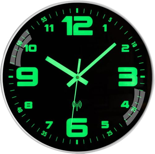 ACCSHINE Leuchtend Wanduhr Funk Wanduhr Ohne Tickgeräusche Lautlos 30cm Quarz Modern Groß Batterie Wanduhr Einfach zu Lesen für Zimmer Zuhause Küche Wohnzimmer Schlafzimmer Büro Schule