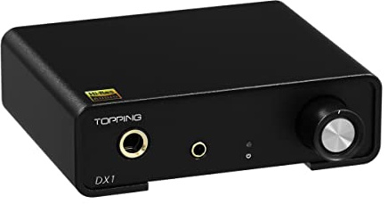 Topping DX1 USB DAC AK4493S Diskreter LNRD Kopfhörerverstärker DSD256 PCM384 Desktop Verstärker für Heimkino Audiogerät mit 2 Verstärkungen Schwarz