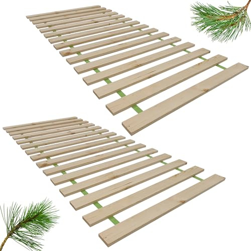 INNOVAHOME Heavy Duty Rollrost 160x200cm - Zweiteilig (2x80cm) - Extra Breite 70mm Leisten - Massive 18mm Stärke - Tragkraft bis 280kg