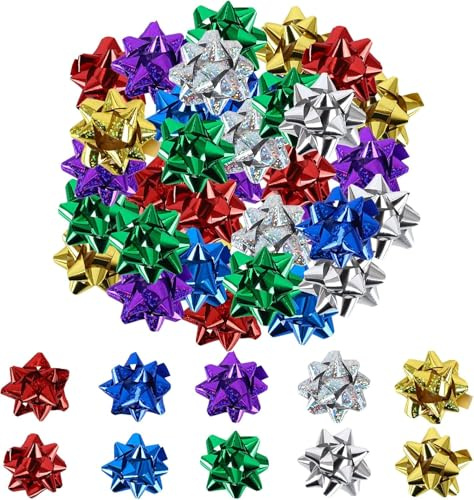 60 Stück Geschenk-Schleifen, 5 cm Bunt Geschenkschleifen, Selbstklebend Kleine Dekoschleifen, Dekorative Schleifen für Geburtstag Geschenke, Geschenkschleifen, für Partys und Veranstaltungen