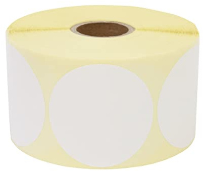 Prolac Markierungspunkte – 1000 Stück Bunte Klebepunkte auf Rolle, 50x50mm - Weiß, Glue Dots, Selbstklebende, Runde Aufkleber perfekt für Kennzeichnung im Büro, Sticker rund
