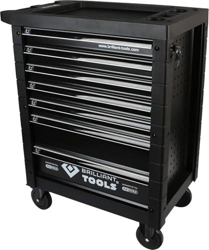 BRILLIANT TOOLS BT152900 Werkstattwagen, 7 Schubladen schwarz/schwarz [Powered by KS TOOLS]