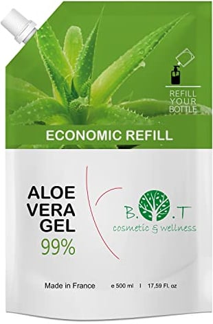 100% Reines Aloe Vera Gel aus Spanien | Feuchtigkeitsspendend für Gesicht und Körper | Beruhigend nach Haarentfernung | Ideal für trockene Haut Organisch, 500 ml