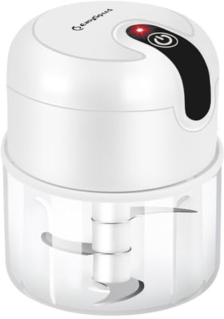 Mini-Zerkleinerer Elektrisch 250ml, Kabellos Wiederaufladbar USB Typ-C, 304 Edelstahlklinge, Lebensmittelechtes Material, Tragbar Küchenhelfer für Obst, Gemüse, Knoblauch, Babybrei, Camping