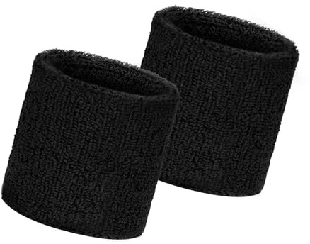 Flintronic Armband-Set, 2-teilig, Sport-Schweißbänder für Herren und Damen, Schweißbänder, weich, verdickt für Basketball, Fitnessstudio, Gymnastik, Tennis, Fußball (schwarz)