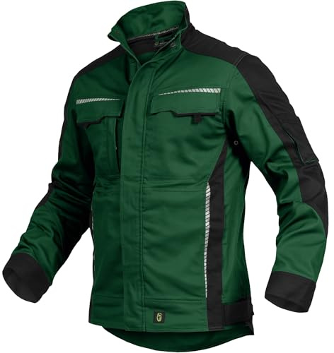 Leibwächter Flex-Line Herren Arbeitsjacke Bundjacke, Grün Gr. XL, atmungsaktive Allwetterjacke mit Stretchanteil für Herbst und Winter, robuste Arbeitsjacke Männer mit Reflexstreifen